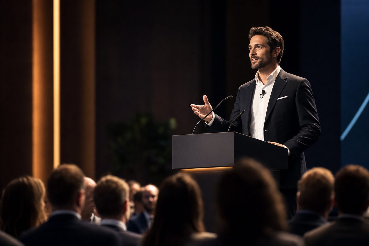 Keynote speaker on stage